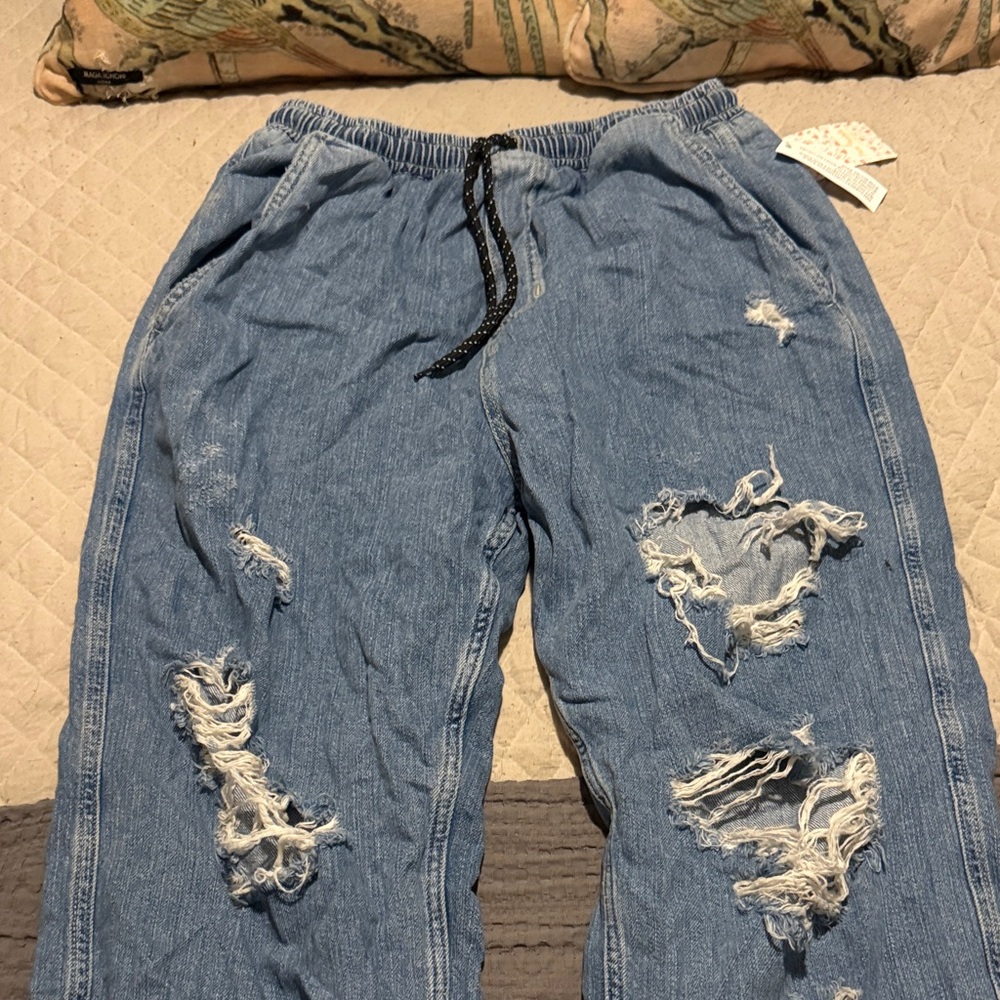 NWT Free People Blue Denim Joggers